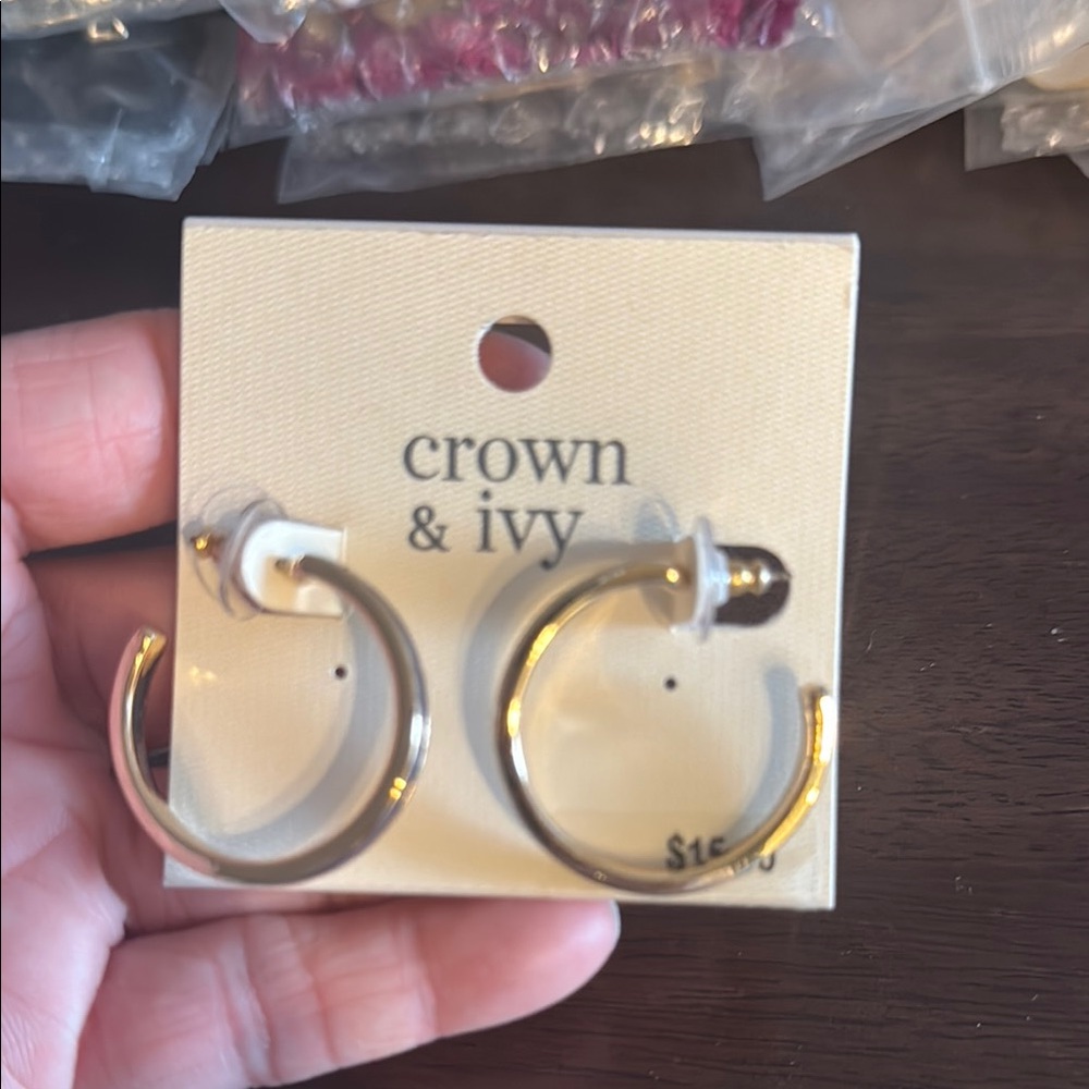 Crown & Ivy Gold and Silver Hoop Earrings
